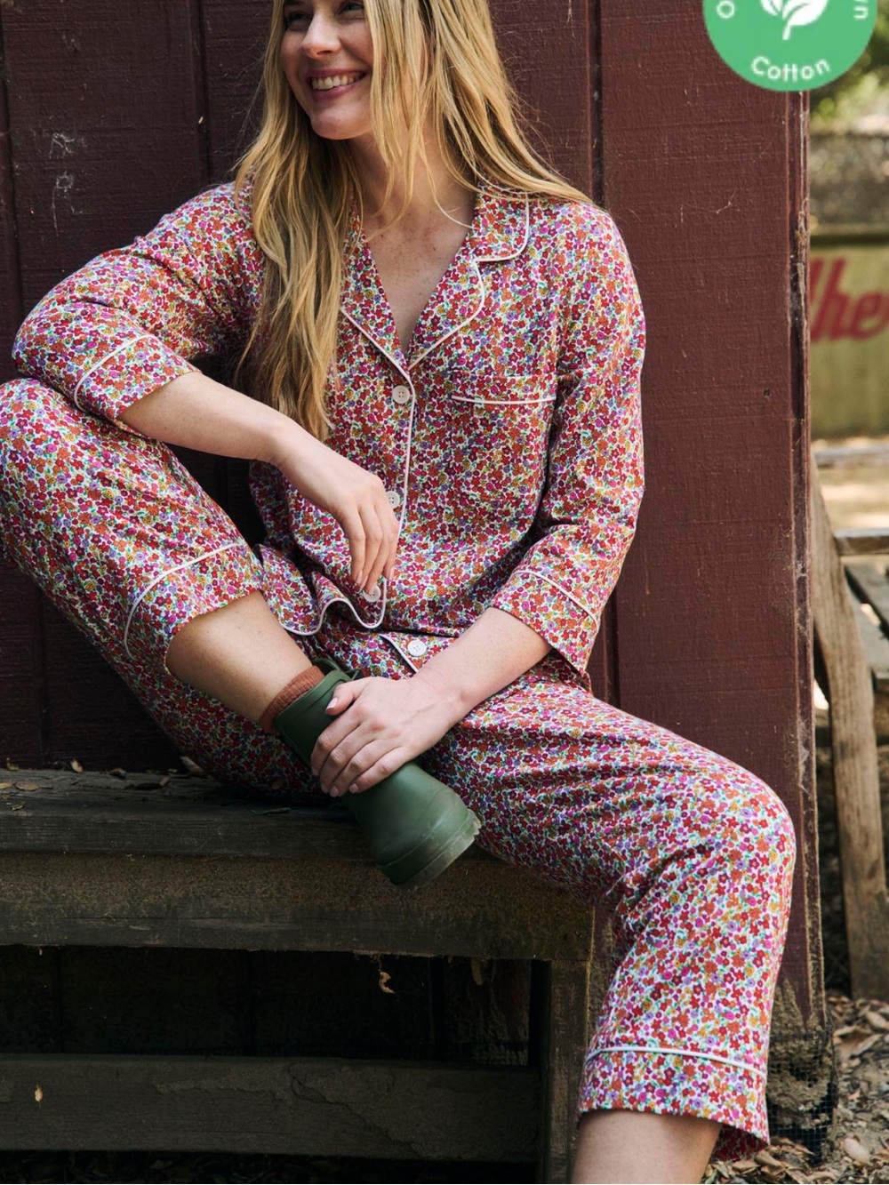 DITSY HARVEST LONG SLEEVE CLASSIC STRETCH JERSEY PJ SET